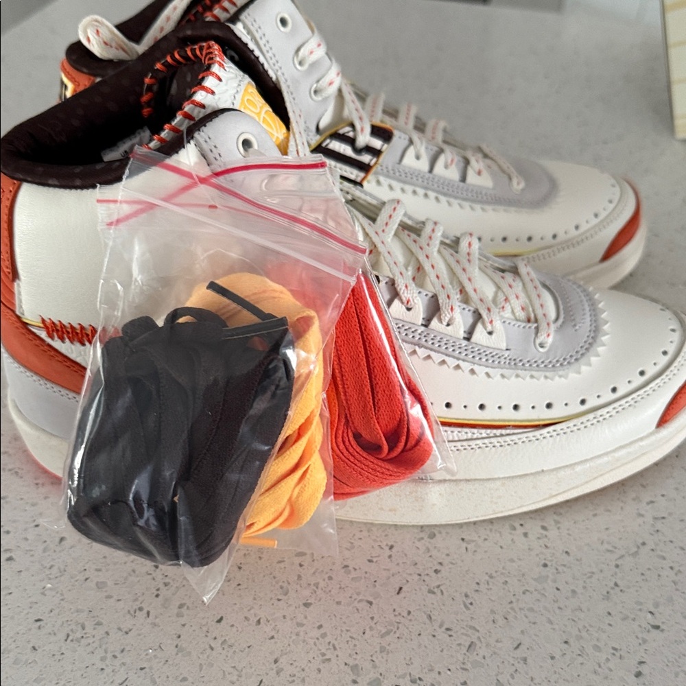 Jordan Kids Sneakers - White, Orange, and Gray - Picture 2 of 6